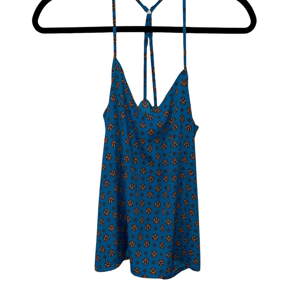 Hollister Teal Patterned Y-Back Cross Strap Tank Top Size S